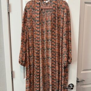 Chiffon Kimono Duster Women's Plus Green Boho Swim Cover Size 3XL